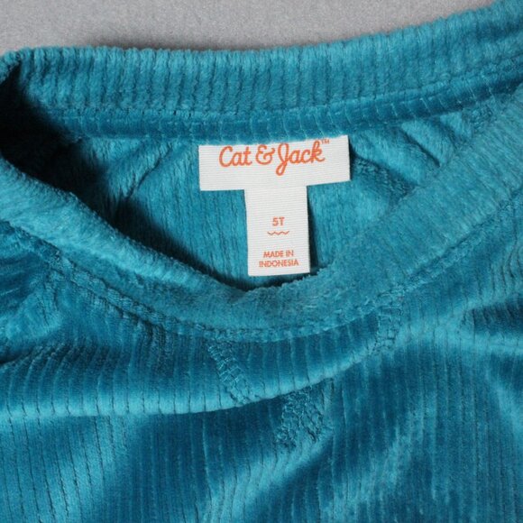 Cat & jack Girls’ Velour Pullover & Flare Pants Set – Teal, Size 5T - Picture 4 of 9